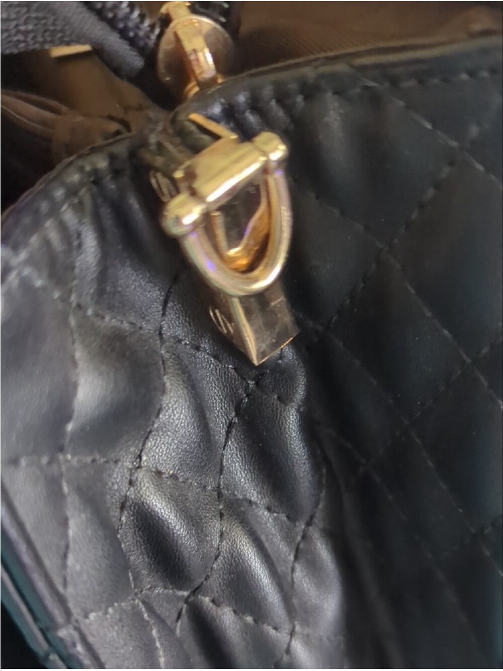 Quilted Bow Accent Black Satchel Handbag - Picture 5 of 11